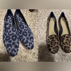 Rothy’s bundle: 2 Loafers in Blue and Brown Leopard Print